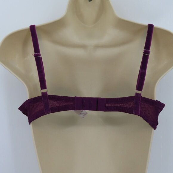 Victorias Secret 36C Bra Very Sexy Push Up Purple Lace Velvet Underwired Unlined - Picture 6 of 15